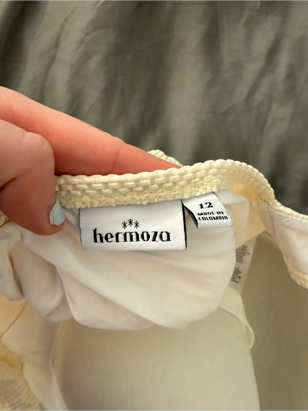 Hermoza Cream Textured One-Piece with Self-Tie Belt
